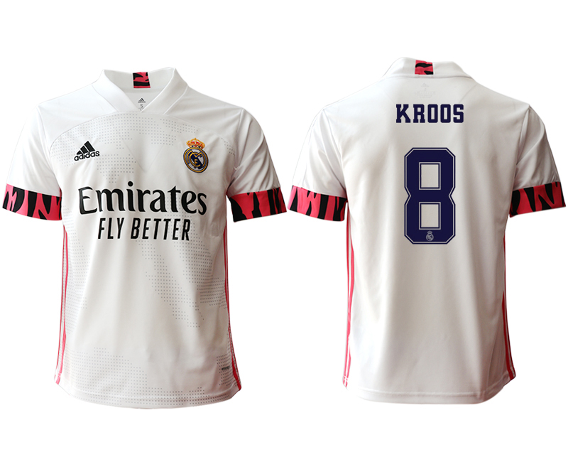 Men 2020-2021 club Real Madrid home aaa version #8 white Soccer Jerseys->real madrid jersey->Soccer Club Jersey